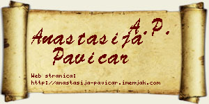 Anastasija Pavičar vizit kartica